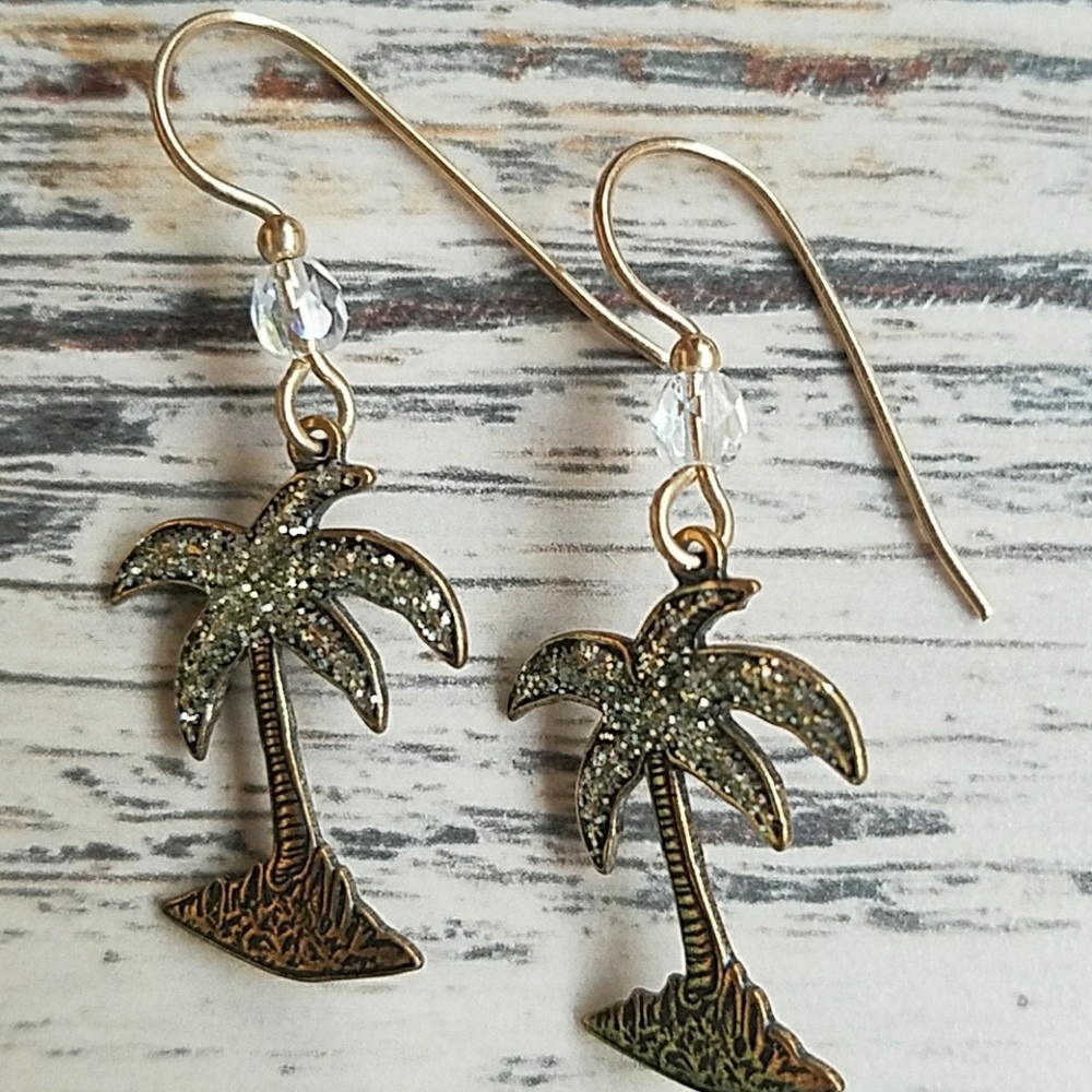 CLEARANCE Palm tree drop earrings